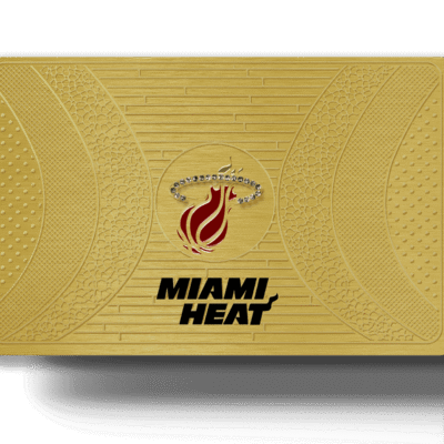 Miamii Heat Lion Card with gold finish, Miami Heat NBA team logo, secure RFID chip, limited edition collectible sports card, perfect for basketball fans and memorabilia collectors.