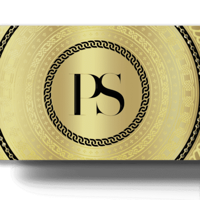 Luxurious gold lion card with intricate patterns and "LS" monogram, representing premium membership or loyalty program, perfect for loyalty rewards, gift cards, or exclusive access.