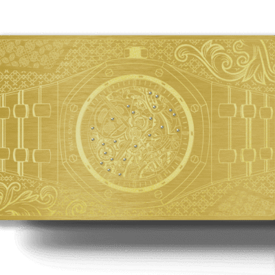 Gold Lion Card featuring intricate watch design and sparkling gemstone details, representing exclusive membership and premium rewards for loyalty programs.
