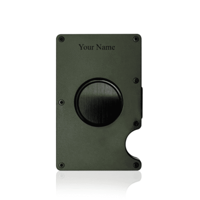 Secure RFID access card wallet for Lion Card, designed for keyless entry and identity security, featuring durable metal construction and customizable engraving options.