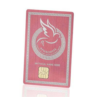 Premium lion-themed membership card with custom design, featuring Aphrodite emblem and engraving space, ideal for loyalty programs or exclusive access.
