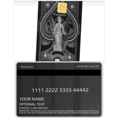 Vintage playing card design with lion logo for Lion Card brand, featuring detailed illustrations and a stylized appearance, ideal for premium gift or membership cards.