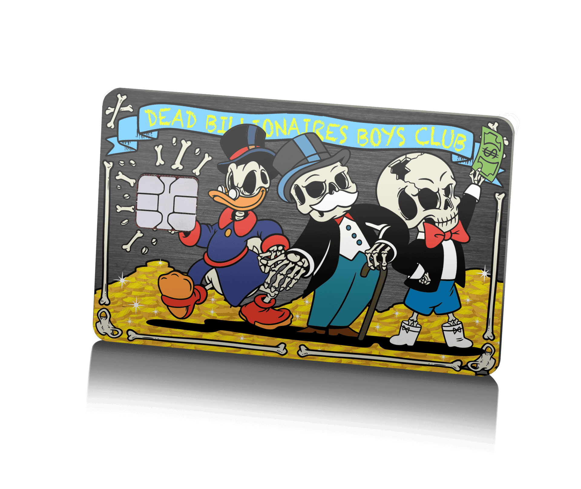 1. Colorful Lion Card featuring Disney characters with skeleton motifs, skull designs, and pawprint details, perfect for Disney-themed gift cards and prepaid cards for fans.