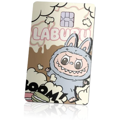 Cute cartoon lion card with playful design, colorful illustration, and friendly animal character for children, featuring bold text "LABURU" and a fun, engaging art style for kids' merchandise or greeting cards.