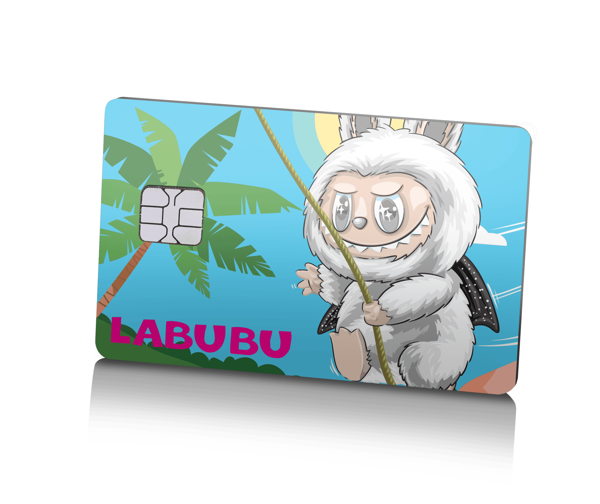 1. Colorful Lion Card featuring a cute cartoon character with a tropical background, perfect for kids' rewards and collectible cards.