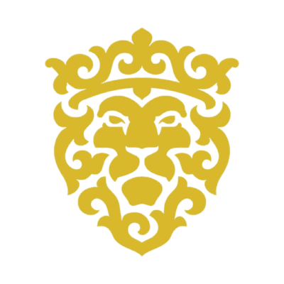 Lion Card logo featuring a stylized lion's face with intricate gold detailing, symbolizing strength and elegance. Perfect for branding, gaming, or luxury access cards. High-quality design emphasizing boldness and sophistication.